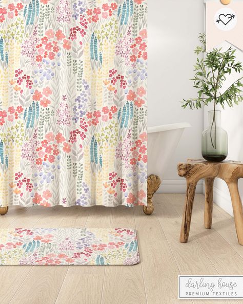 Colorful Cottagecore, Bohemian Bathroom, Floral Shower Curtain, Watercolor Floral, Shower Curtains, Shower Curtain, Curtains, Bath, Shower