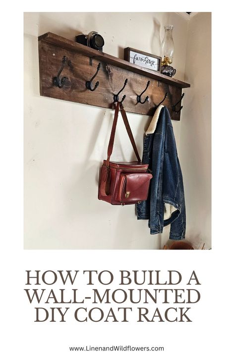 Diy Coat Hook Shelf, Diy Coat Hooks Entryway, Coat Rack Wall Diy, Diy Coat Rack Wall Entryway, Diy Wall Coat Rack, Diy Coat Rack Wall, Coat Rack Wall Entryway, Diy Coat Hanger, Diy Coat Hooks