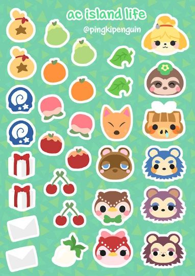 Animal Crossing Sticker Sheet, Animal Crossing Stickers Printable, Animal Crossing Template, Animal Crossing Wolf, Animal Crossing Cookies, Animal Crossing Drawings, Animal Crossing Journal, Animal Crossing Diy, Acnh Stickers