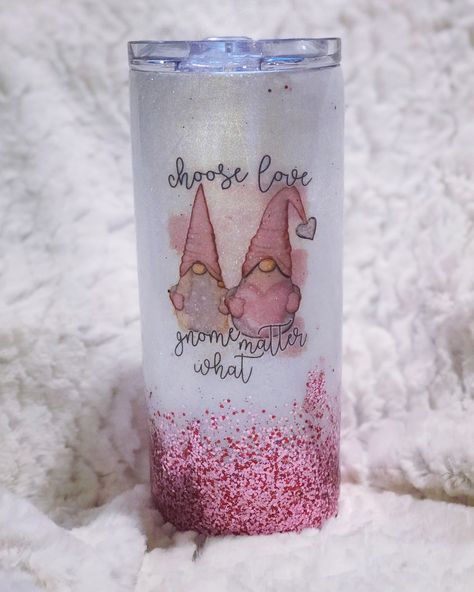 Gnome Tumbler Ideas, Decorated Cups, Valentine 2023, Tumblers Ideas, Cricut Cups, Gnome Tumbler, Epoxy Cups, Resin Tumblers, Epoxy Tumblers