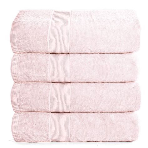 PRICES MAY VARY. Each set contains 4 bath towels 27 inch x 54 inch Ring Spun Cotton for softness, absorbency and durability, Luxurious hotel and spa quality bath towel Made in OEKO-TEX certified facility - 400 GSM bath towels - a perfect balance of quality and weight Edges are reinforced with fine double-needle stitching so these towels won’t warp or fray Machine washable, tumble dry low - always follow care instructions on label for best results Elvana Home cotton towel is a beautiful and caref Light Pink Towels, Aesthetic Bath Towels, Bath Towels Aesthetic, Pink Bathroom Decor Ideas Inspiration, Pink Bathroom Towels, Pink Accent Bathroom, Light Pink Bathroom Decor, Aesthetic Towels, Towels In Bathroom Decorative