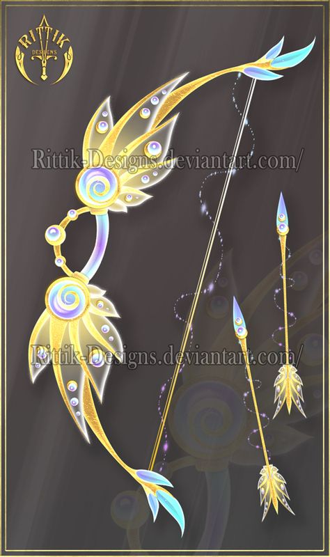 Sun Wing, bow adopt (OPEN) Auction by Rittik-Designs Fantasy Props, Anime Accessories, Bow And Arrow, Magical Jewelry, Magic Art, 판타지 아트, Anime Outfits, Tokyo Ghoul, 그림 그리기