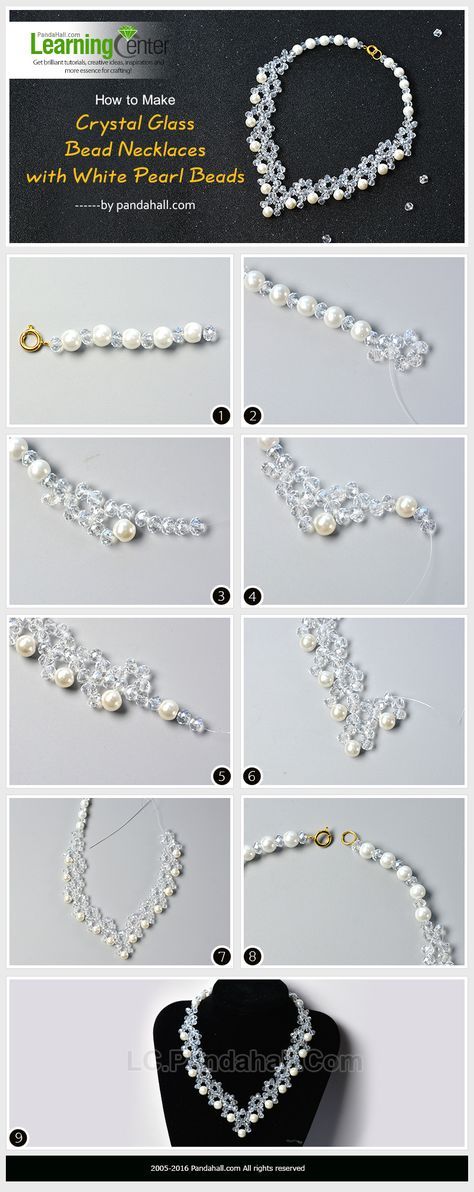 Glass Bead Necklaces, قلادات متدلية, Necklaces Pearl, Beaded Necklace Designs, Jewerly Making, Bead Necklaces, Necklace Patterns, Handmade Jewelry Tutorials, Pearl Necklaces