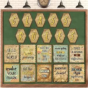 Outus 20 Pcs Travel The Map Bulletin Board Set Class Rules Posters Classroom Decor Motivational Adventure Awaits Sign Travel Theme Wall Posters for Home First Day Back to School Decorations Map Bulletin Board, Back To School Decorations, Class Rules Poster, Adventure Awaits Sign, Classroom Map, Classroom Motivation, First Day Back To School, Posters Classroom, Adventure Decor