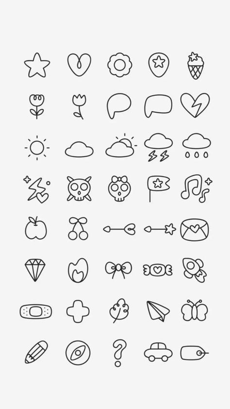 Cute And Small Doodles, Cute Drawings To Draw On Your Hand, Easy Doodles For Journal, Simple Mini Drawings, Small Patterns Drawing, Mini Drawings Doodles Easy, Small Designs To Draw, Cute Easy Doodle Art, Tiny Drawings Doodles