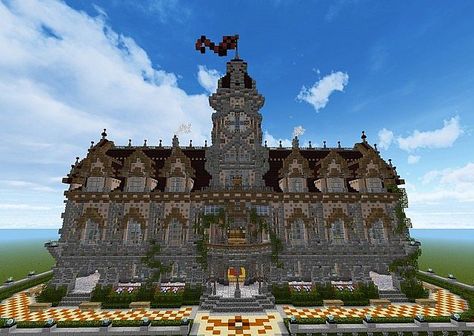 Minecraft Town Hall, Minecraft Town, Minecraft Cottage, Minecraft Medieval, Minecraft Map, Minecraft Projects, Minecraft Creations, Medieval Town, Town Hall