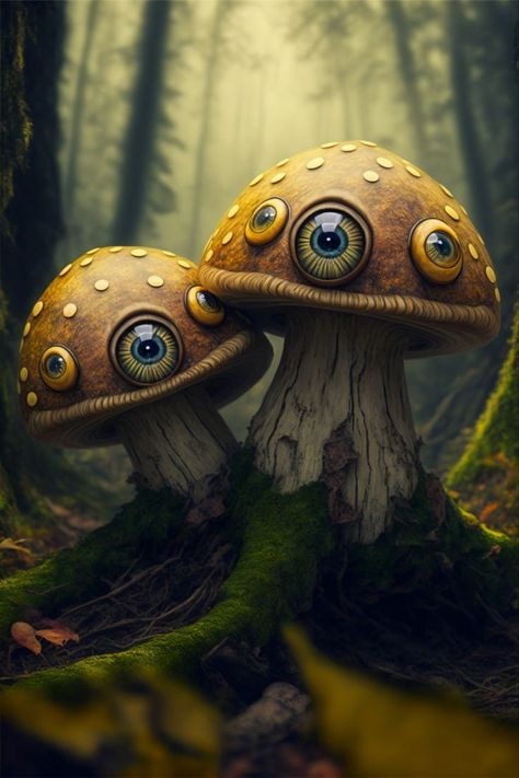 Mushroom Fantasy Art, Fungi Art, Eyeball Art, Mythical Creatures Fantasy, Scifi Fantasy Art, Different Kinds Of Art, Beauty Art Drawings, Forest Creatures, Unusual Art