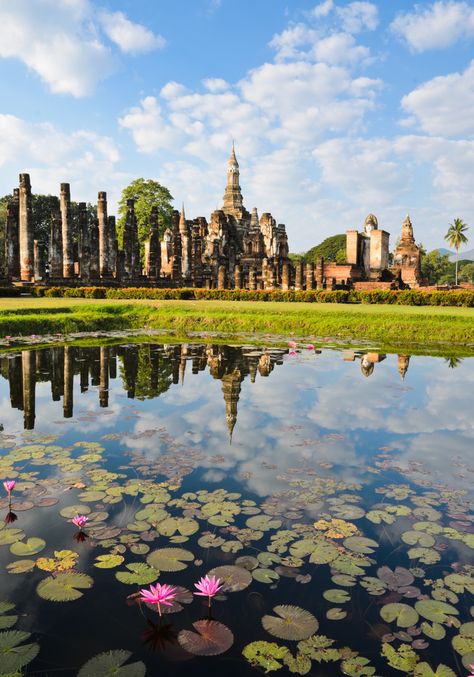 Wat Mahathat In Sukhothai Historical Park, Thailand  Free Stock Photo and Image 18366655 Wat Mahathat, Outline Pictures, Intro Youtube, Business Cards And Flyers, Photo Stickers, Creative Images, Instagram Ads, Printing Business Cards, Thailand Travel