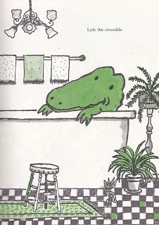 Beloved children's book author Bernard Waber has died at the age of 91. From LYLE, LYLE CROCODILE:   "SWISH, SWASH, SPLASH, SWOOSH. That's Lyle... Lyle the Crocodile." Lyle Lyle Crocodile, Lyle Crocodile, Bathroom Illustration, Crocodile Illustration, 강아지 그림, Picture Books Illustration, Childrens Books Illustrations, Childhood Books, 캐릭터 드로잉