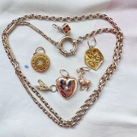 This mixed link chain & selection of pendants and charms has just been listed! #charmjumble #vintagecharms #animalcharms Vintage Charms, Link Chain, Charms, The Selection, Chain