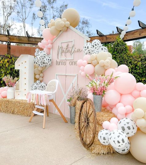 Thank you @ashleyxxlorraine for trusting us to make these moments memorable for you and your beautiful family💓 Baby Natalia Turns one… | Instagram Cowgirl Outfits Birthday Party, Cowgirl 1st Birthday Party Ideas, Country 1st Birthday Girl, Cowgirl One Year Old Party, 1st Birthday Farm Theme Girl, Gender Neutral First Birthday Theme, Farm 1st Birthday Girl, Girly Farm Birthday Party, Farm Decorations Party