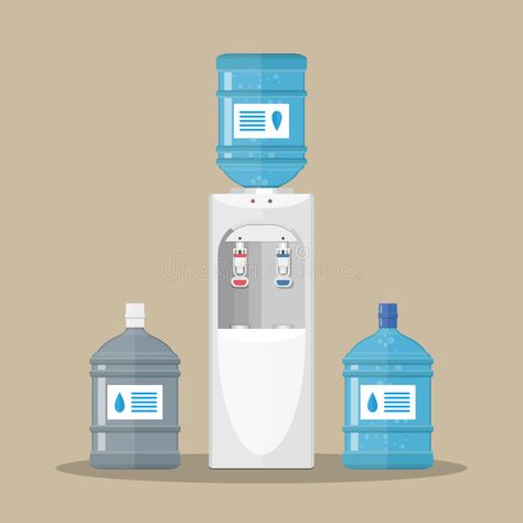 Gray water cooler with blue bottle stock illustration Artistic Interior, Hospital Design Architecture, Hospital Design, Blue Bottle, Brown Background, Empty Bottles, Water Dispenser, Water Cooler, Background Illustration