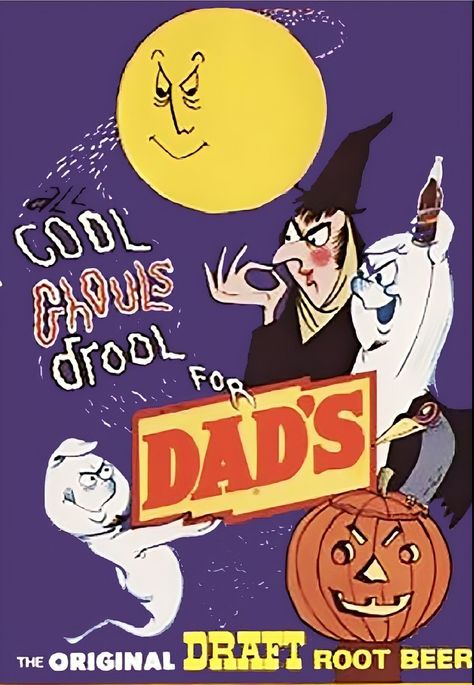 Halloween Advertising, Old Fashioned Halloween, Holiday Ads, Thanksgiving Ads, Dads Root Beer, Vintage Halloween Cards, Halloween Beer, Vintage Halloween Images, Vintage Soda