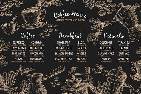 Horizontal menu template with coffee | Free Vector #Freepik #freevector #food #menu #coffee #hand Cafe Menu Template, Happy Ice, Cafe Menu Design, Restaurant Business Cards, Coffee Shop Menu, Coffee Restaurants, Menu Flyer, Healthy Food Menu, Coffee Vector