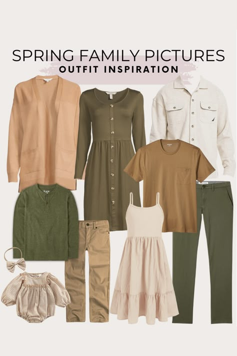 Olive Green Family Photos, Earthy Tone Family Picture Outfits, March Family Pictures Outfits, Fall Family Pictures Outfits Olive Green, Family Photos With Infant, Olive Green Family Picture Outfits, Sage Green Family Picture Outfits, Olive Dress Outfit, Family Outfit Inspiration