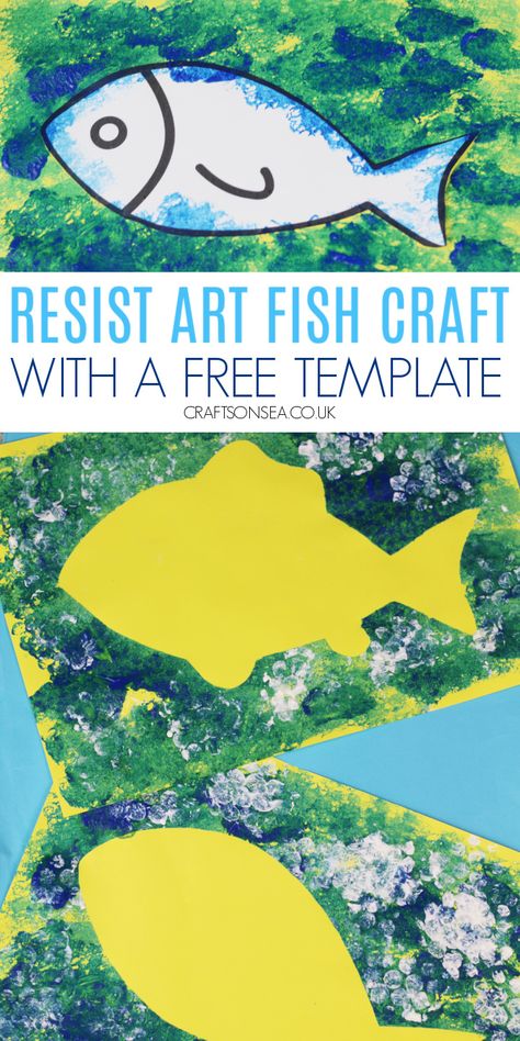 resist art fish craft Fish Art For Kids, Fish Crafts Kids, Fun Art Projects For Kids, Fish Crafts Preschool, Process Art Preschool, Ocean Art Projects, Fun Art Projects, Resist Art, Ocean Theme Crafts