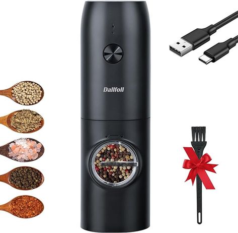 Dallfoll Electric Salt and Pepper Grinder, Rechargeable Salt and Pepper Mills with LED Light, Adjustable Grind Coarseness Brand: Dallfoll 4.4 4.4 out of 5 stars 239 ratings Electric Pepper Grinder, Spice Mill, Salt Grinder, Salt Mill, Salt And Pepper Mills, Salt And Pepper Grinders, Spice Grinder, Pepper Mill, Pepper Grinder