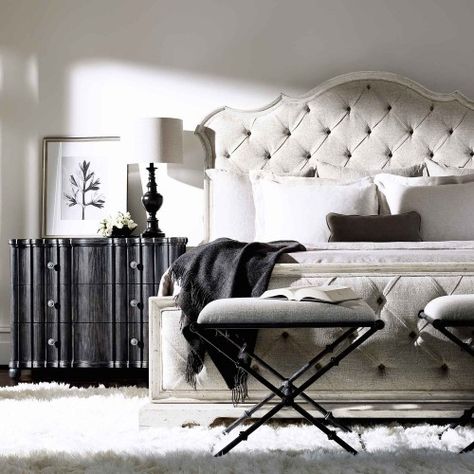 Metal Bench | Bernhardt Tufted King Bed, Upholstered Panel Bed, Standard Bed, Bernhardt Furniture, California King Bedding, Bedroom Panel, Inspire Me Home Decor, Upholstered Panels, French Provincial