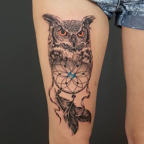 Owl Tattoo Dreamcatcher, Owl Dream Catcher Tattoo, Owl Dreamcatcher Tattoo, Small Inspirational Tattoos, Owl Dreamcatcher, Dreams Catcher, Dragon Tattoo Ideas, Small Girly Tattoos, Dream Catcher Tattoo