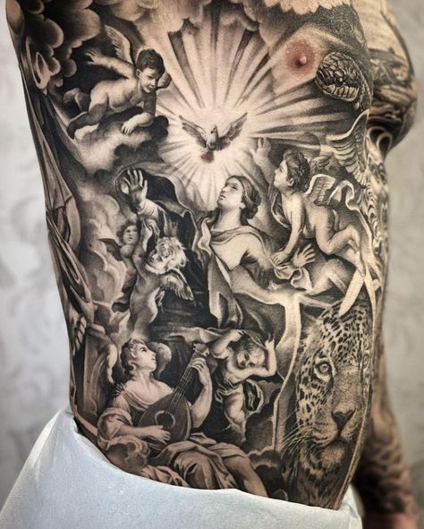 Chapel Tattoo, Archangel Tattoo, Religious Tattoo, Chest Tattoos, Chest Tattoo, Tattoos, Quick Saves