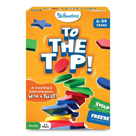 PRICES MAY VARY. FUN FAMILY GAME - TO THE TOP! is a simple matching & balancing game with a twist! This game requires you to think strategically and is a fun addition to family game night! RACE TO THE TOP! - Be the first to finish your shapes, by topping the tower, and winning a Super Star! Win two Super Stars to win the game! Make sure you use the stacking rules and Power Cards that can save you from defeat! INCLUDES - 52 Wooden Shapes, 8 Power Cards, 6 Super Stars, 4 Trays, 1 Cloth Bag, 1 Inst Race To The Top, Family Friendly Games, Family Boards, Color Puzzle, Decision Making Skills, Numbers For Kids, Family Board Games, Match Colors, Traditional Games