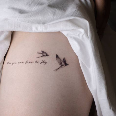 Now you are free to fly ^^ Flying Free Tattoo, Born To Fly Tattoo, What If I Fall What If You Fly Tattoo, But What If You Fly Tattoo, What If You Fly Tattoo, Bird Tattoo With Quote, Fly Quote, Memorial Tattoo Quotes, Fly Tattoo