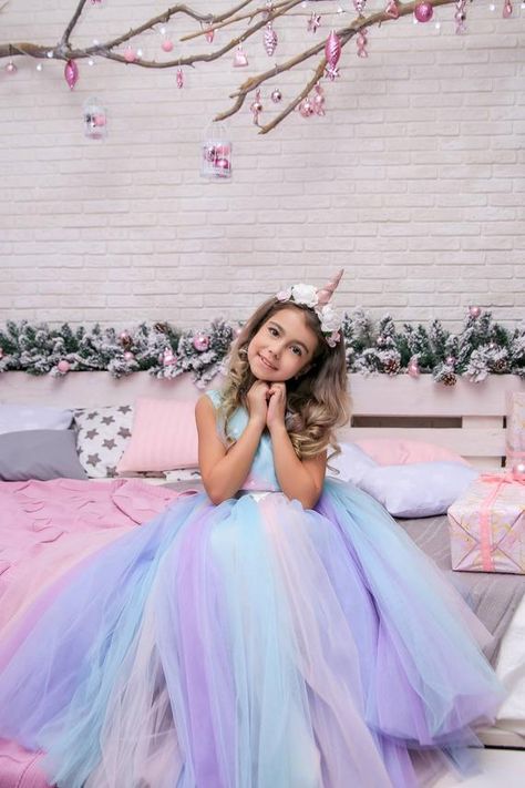 Girls unicorn dress.Rainbow birthday party outfitprom dress | Etsy Tulle Birthday Dress, Mermaid Dress Girls, Unicorn Dress Girls, Baby Tulle Dress, Flower Girl Dress Tulle, 1st Birthday Dresses, Unicorn Dress, Rainbow Birthday Party, Rainbow Outfit