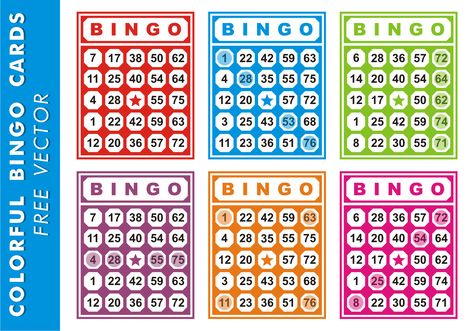 Colorful Bingo Cards Free Vector Bingo Cards Printable Templates, Class Bingo, Wedding Bg, Bingo Cards To Print, Multiplication Bingo, Bingo Tickets, Bingo Card Generator, Bingo Patterns, Free Printable Bingo Cards