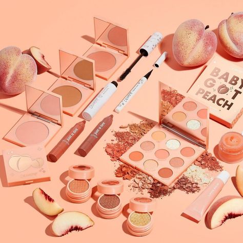 COLOURPOP JUST PEACHY COLLECTION Peach Makeup Products, Peach Things, Peach Products, Composition Photo, Colourpop Eyeshadow, Peach Makeup, Peach Palette, Peach Aesthetic, Aesthetic Shop