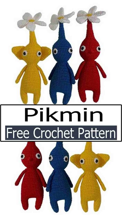 Crochet Pikmin Amigurumi Crochet Sprite Free Pattern, Crochet Pikmin Pattern, Crochet Pikmin Pattern Free, Pikmin Crochet Pattern Free, Pikmin Crochet, Baby Dress Diy, Beginner Friendly Crochet, Crochet Organizer, Crochet Diaper Cover