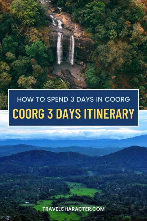 coorg itinerary Coorg Travel Itinerary, Coorg Travel Places To Visit, Places To Visit In Coorg, Coorg Places To Visit, Coorg Travel, Travel India Beautiful Places, 3 Days Trip, India Travel Guide, Travel Infographic