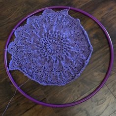 Free Crochet Pattern: Namaste Hula Hoop Mandala (DK Wt.) - cypress|textiles Crochet Hula Hoop, Free Crochet Doily Patterns, Doily Pattern, Chunky Monkey, Crochet Mandala Pattern, Crochet Wall Hangings, Hello You, Crochet Doily Patterns, Crochet Mandala