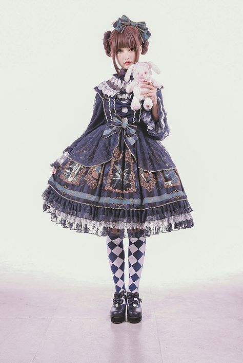 Angel's Heart -The Dream of Arcana- Lolita Long Sleeves OP Dress Japanese Lolita Fashion, Estilo Harajuku, Angel S, Op Dress, Harajuku Girls, Lolita Outfits, Classic Lolita, S Heart, Vestidos Vintage