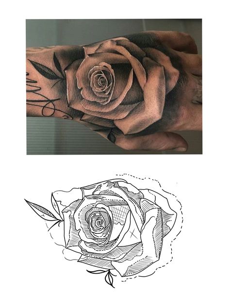 Rose Hand Tattoo Stencil, Rose Outline Tattoo Design, Realistic Rose Tattoo Stencil, Rose Tattoo Design Outline, Tattoo Templates Stencil, Rose Tattoo Stencil Outline, Rose Stencil Tattoo, Rose Tattoo Men, Rose Tattoo Hand