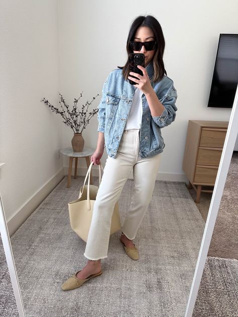 Charli Jacket curated on LTK Minimal Outfit, Jacket Outfit, Mansur Gavriel, Neutral Outfit, Spring Jackets, Petite Fashion, Colourful Outfits, Denim Outfit, Street Style Outfit