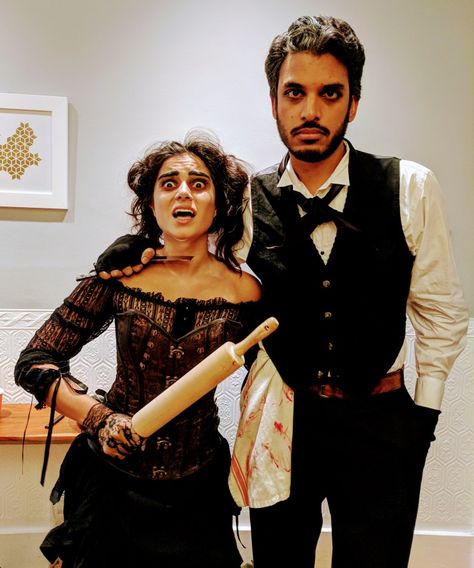 Sweeney Todd Couple Costume, Tim Burton Couples Costumes, Sweeney Todd Halloween Costumes, Sweeney Todd And Mrs Lovett Costume, Sweeny Todd Couples Costume, Tim Burton Couple Costumes, Mrs Lovett Costume, Sweeney Todd And Mrs Lovett, Tim Burton Halloween Costumes