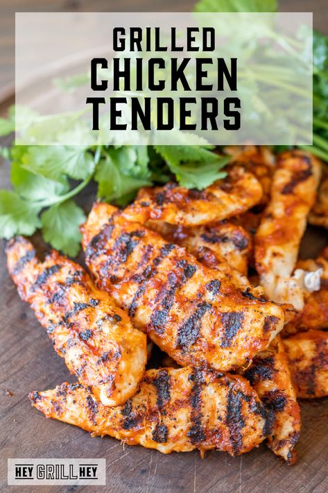 Chicken Tenders Grilled, Pellet Grilled Chicken, Grilled Bbq Chicken Breast, Gas Grill Recipes, Bourbon Bbq Sauce, Hey Grill Hey, Grilled Chicken Strips, Chicken Breast Tenderloins, Grilled Chicken Tenders