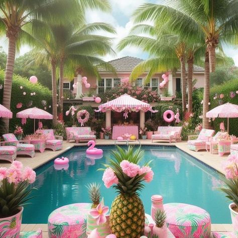 Girly Mansion, Hey Barbie, Barbie Pool, Barbie Pool Party, Night Pool Party, Sleepover Birthday Parties, Havana Nights, Bridal Shower Inspiration, Gorgeous Houses