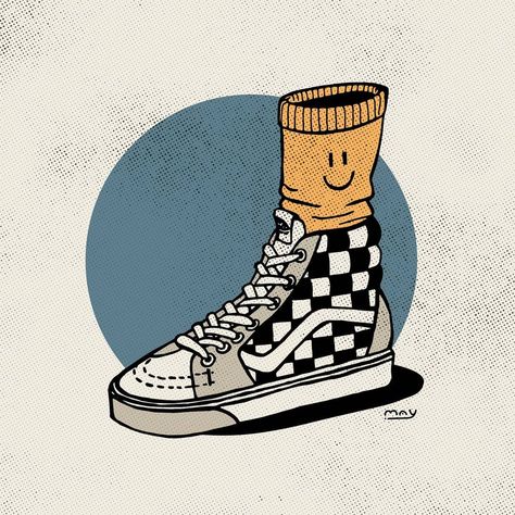 Vans Illustration Art, Vans Drawing Sketch, Vans Art Drawing, Jordan Illustration Art, Sneaker Art Drawing, Vans Logo Art, Vans Doodle, Vans Illustration, Vans Drawing