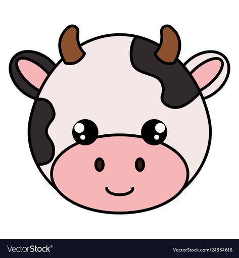 Cow Face Drawing, Cow Head Drawing, Cartoon Cow Face, Simple Face Drawing, Cow Drawing, Head Drawing, Cow Birthday, Cow Face, Cartoon Cow