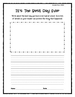 The Best Day Ever 2nd Grade Narrative Writing, Writing Prompts For Second Grade, Year 1 Writing, Daily Report Template, Writing 2nd Grade, First Grade Writing Prompts, 1st Grade Writing Worksheets, Grade 2 Worksheets, Printable Writing Prompts