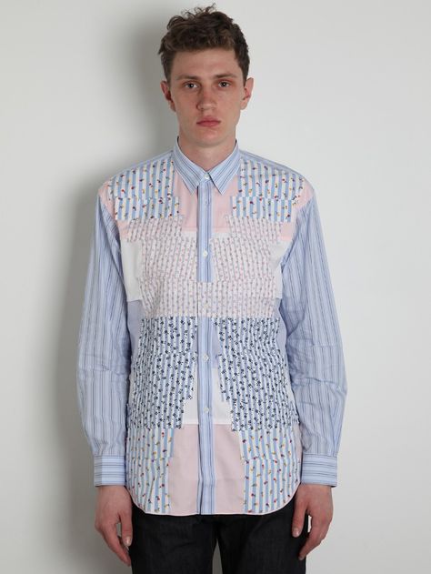 Comme des Garcons Patchwork Shirt on Oki-Ni. What Men Want, Patchwork Shirt, Shirt Design Inspiration, Comme Des Garcons Shirt, Shirt Detail, Designer Tops, Inspirational Shirt, Men Looks, Shirt Men