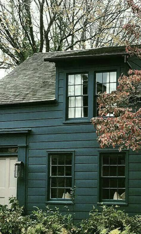 Dark Green Blue House Exterior, Dark Blue Bungalow Exterior, Green Blue House Exterior, Dark Green Colonial House Exterior, Teal Bungalow Exterior, Top Exterior Paint Colors, Small Dark Blue House Exterior, Bright Green House Exterior, Dark Teal House Exterior