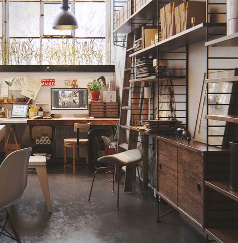 Industrial Studio, Design Studio Workspace, Apartment Loft, Industrial Apartment, Gravity Home, Art Studio Room, Artist Loft, Art Studio At Home, Studio Room