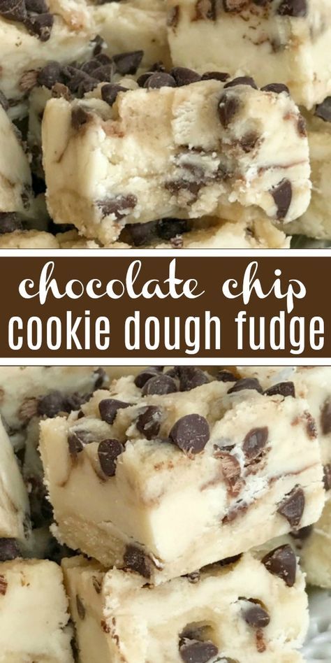 Chocolate Chip Cookie Dough Fudge | Fudge Recipe | Chocolate Chip Cookie Dough | Chocolate chip cookie dough fudge is a sweet & creamy fudge that tastes exactly like chocolate chip cookie dough! No eggs so it's perfectly safe to eat. If you're looking for an extra sweet treat then you have to try this fudge recipe. #fudge #christmasrecipes #cookiedoughfudge #dessertrecipes Cookie Dough Fudge Recipe Easy, Cookie Dough No Eggs, Cookie Dough Chocolate Chip, Chocolate Chip Cookie Dough Fudge, Creamy Fudge, Cookie Dough Fudge, Smores Dessert, Fudge Recipes Chocolate, Fudge Recipe