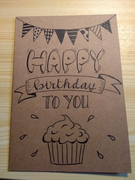 Happy Birthday Drawings, Happy Birthday Cards Handmade, Happy Birthday Cards Diy, Creative Birthday Cards, Cool Birthday Cards, Birthday Card Drawing, Diy Birthday Gifts For Friends, Simple Birthday Cards, Birthday Card Craft