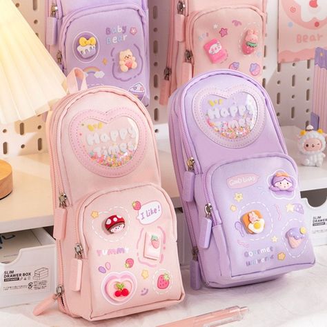 3-Layer 6 Pockets Pencil Case Schoolbag Type Pen Box School Office Supplies Description: Material: Canvas Color: Pink,Purple Size: 210x95x65mm (8.27x3.74x2.56in) Name: Pen Bag Weight: 140g Features: 1.100% brand new and high-quality products. 2. 3-Layer 6 Pockets design, large capacity storage of stationery. 3. Portable design, hanging, easy to carry. 4. Exquisite details, soft silicone zipper head+three-dimensional patch+star glitter. 5. Selected high-quality waterproof materials are safe, odorless, and durable. Note: 1.Please allow 1-2cm error due to manual measurement. pls make sure you do not mind before you bid. 2.Due to the difference between different monitors, the picture may not reflect the actual color of the item. Thank you! 3.Thanks for your understanding. Have a nice day! Pack School Supply Storage, School Storage, Waterproof Pen, Canvas Pencil Case, Cute Pencil Case, Eid Al-adha, Pen Bag, Pencil Case Stationery, Desk Supplies