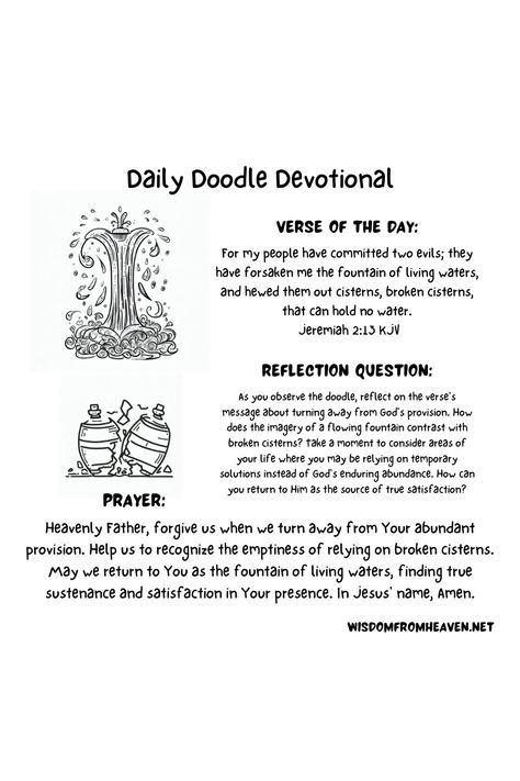 daily doodle devotional Jeremiah 2, Daily Bible Devotions, Devotions For Kids, Daily Doodle, Study Scripture, Reflection Questions, Bible Motivation, Bible Devotions, Daily Bible