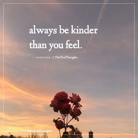 Always be kinder than you feel. #Kindness Always Be Kinder Than You Feel, Kill With Kindness, Kindness Quotes, Positive Words, Be Kind, Always Be, Life Lessons, Life Quotes, How Are You Feeling