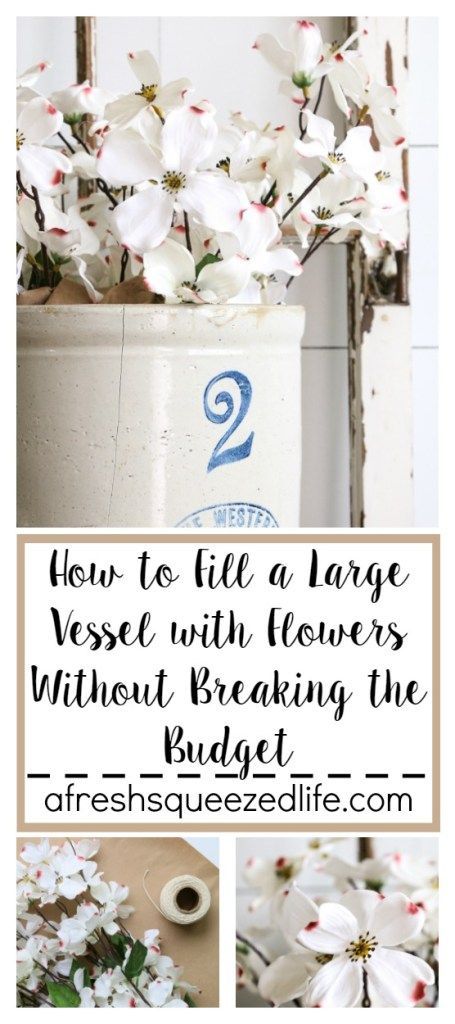 Buying enough flowers to fill a bucket or crock can be surprisingly expensive. Let me show you how to fill a vessel with flowers without breaking the bank! Antique Crocks Decor Ideas, Crock Decorating Ideas, Crocks Decor Ideas, Decorating With Crocks, Crocks Decor, Crock Ideas, Crock Decor, Fill A Bucket, Old Crock